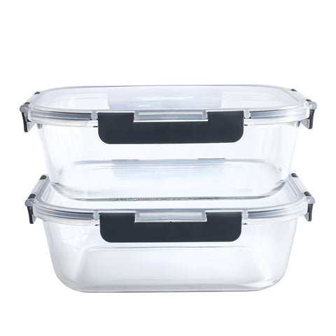 FOOD BOUTIQUE two containers with lids on kitchen counter for meal prep.