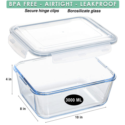 FOOD BOUTIQUE glass container lid hinged for secure, easy operation