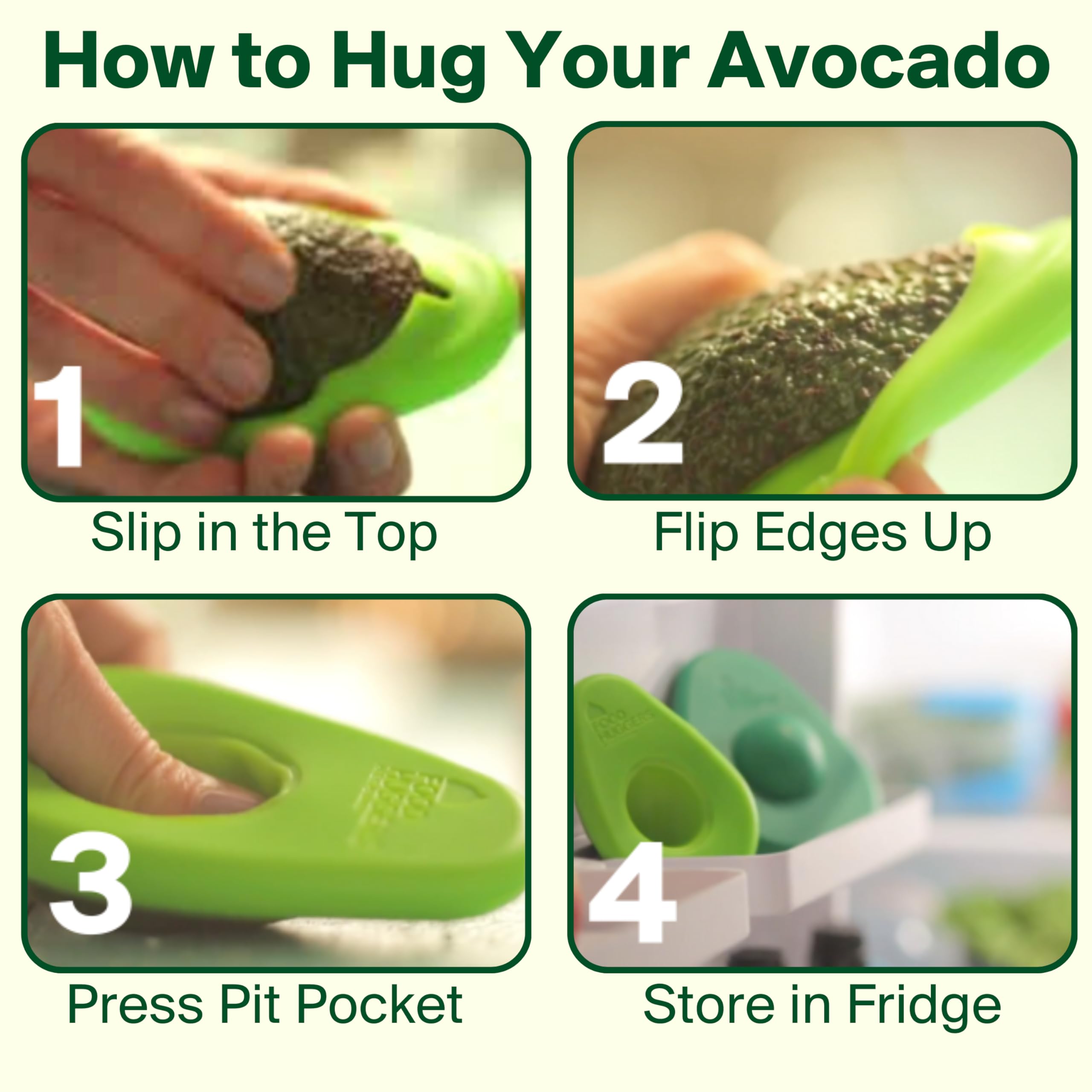 Food Huggers airtight seal avocado keeps slices fresher longer