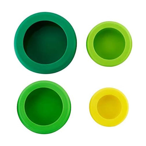 Food Huggers Hoan set of four green sizes seals leftovers to preserve freshness.