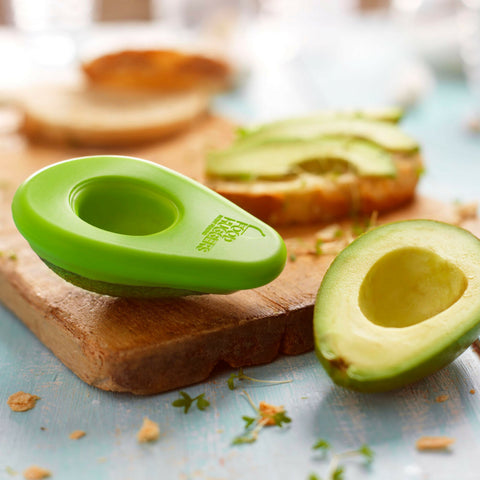 Food Huggers in use with avocado half for convenient storage and freshness