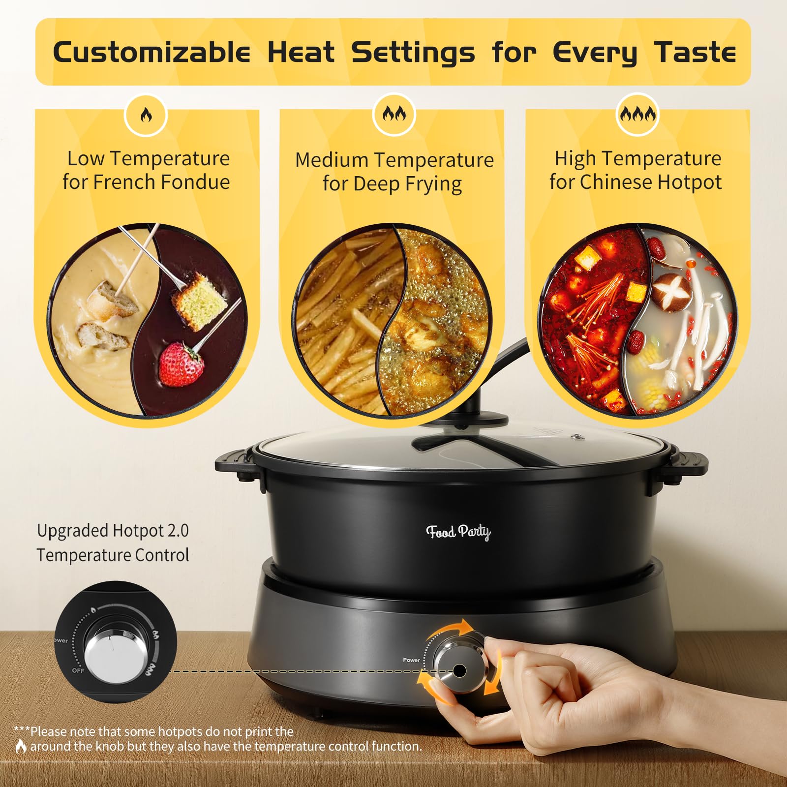 Food Party hot pot with 4L capacity ideal for 2-6 diners