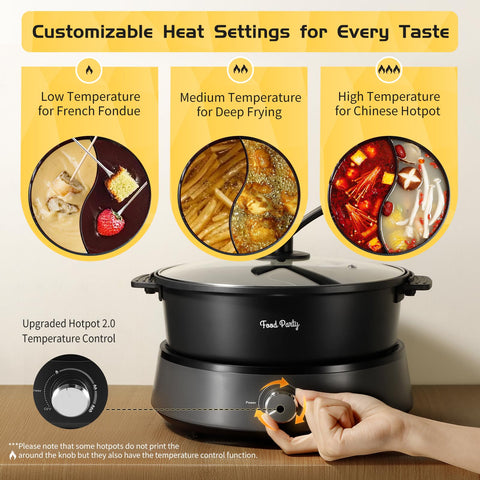 Food Party hot pot with 4L capacity ideal for 2-6 diners