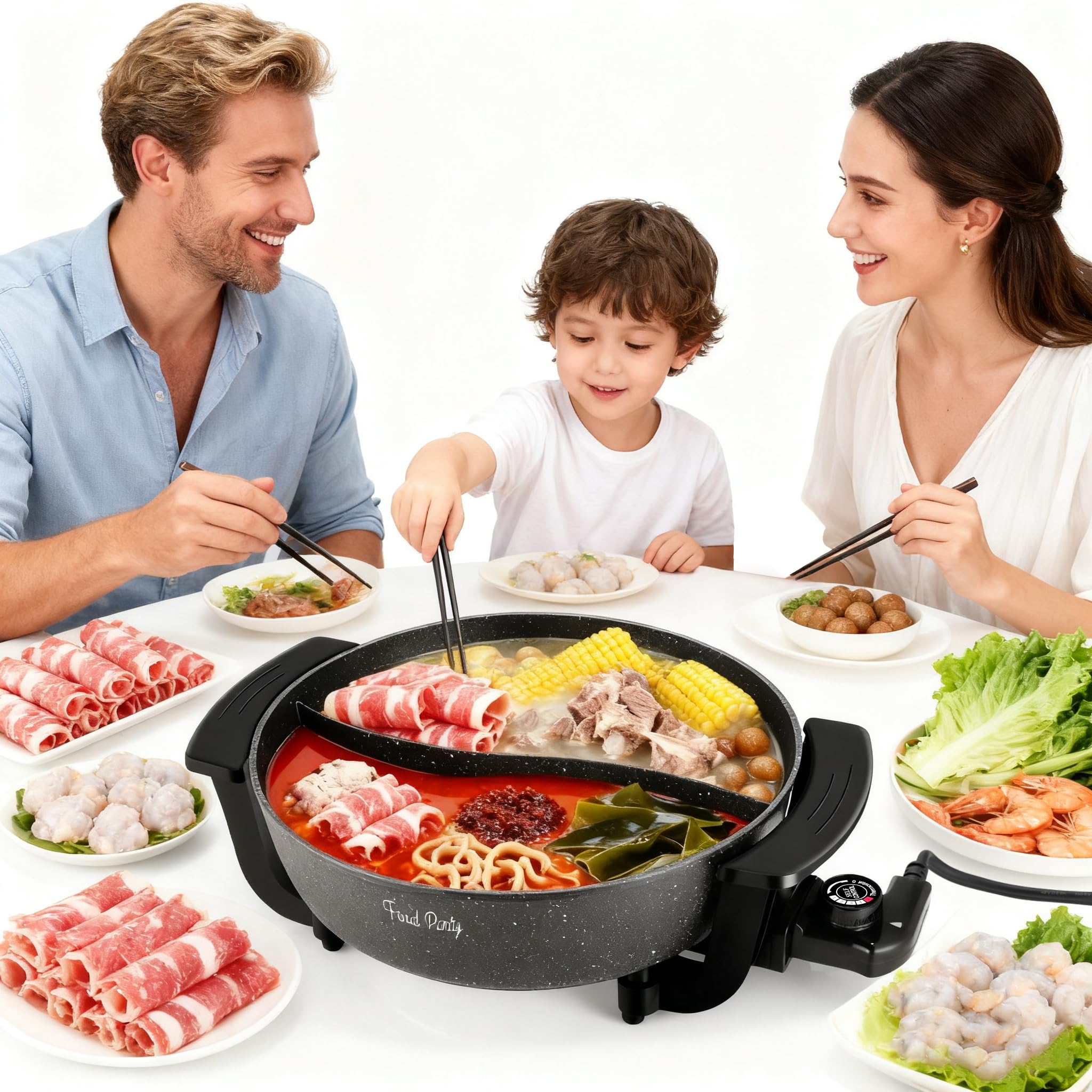 Food Party hot pot includes recipe book with Asian-inspired ideas