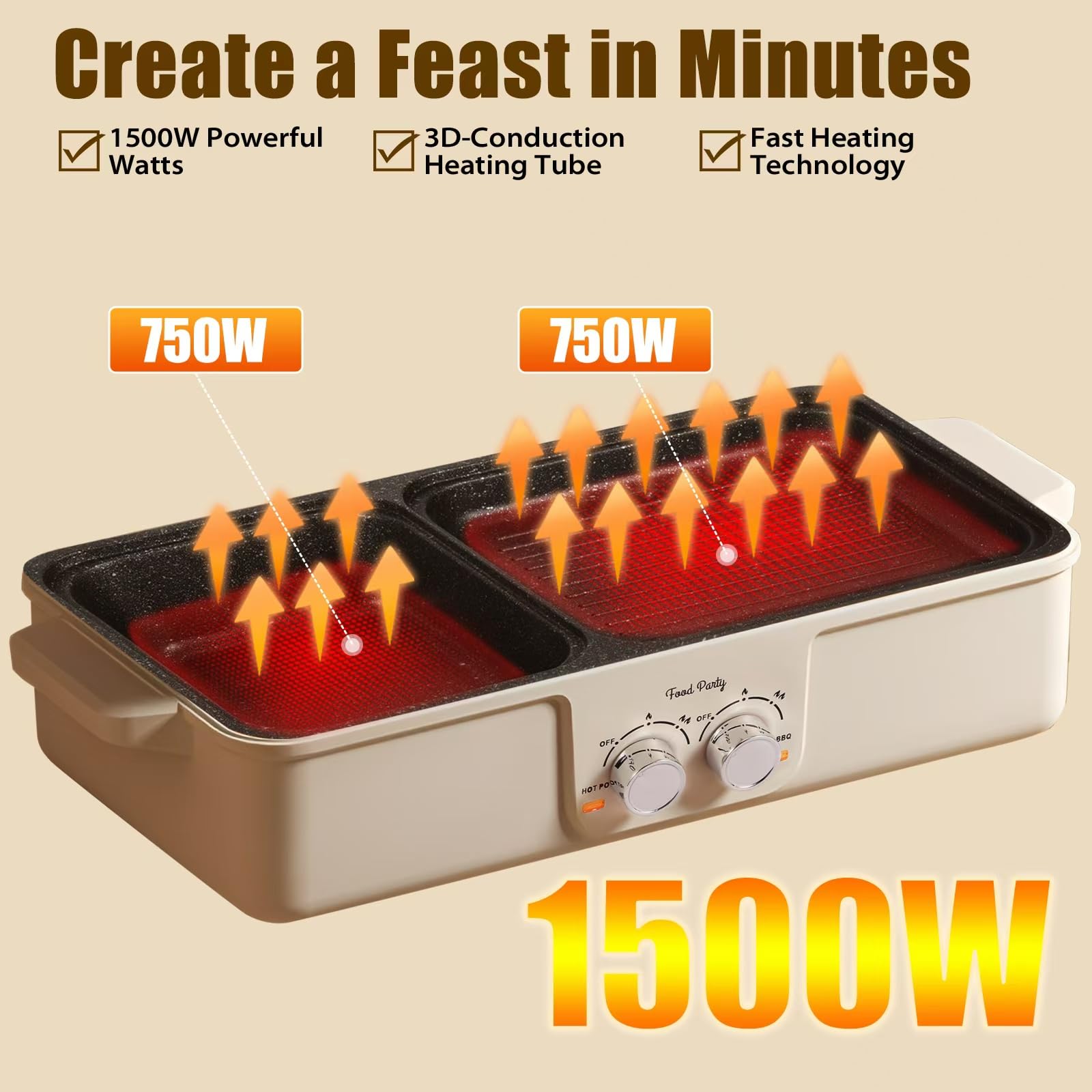 Food Party indoor dining setup with sizzle shows smokeless design ideal for apartments.