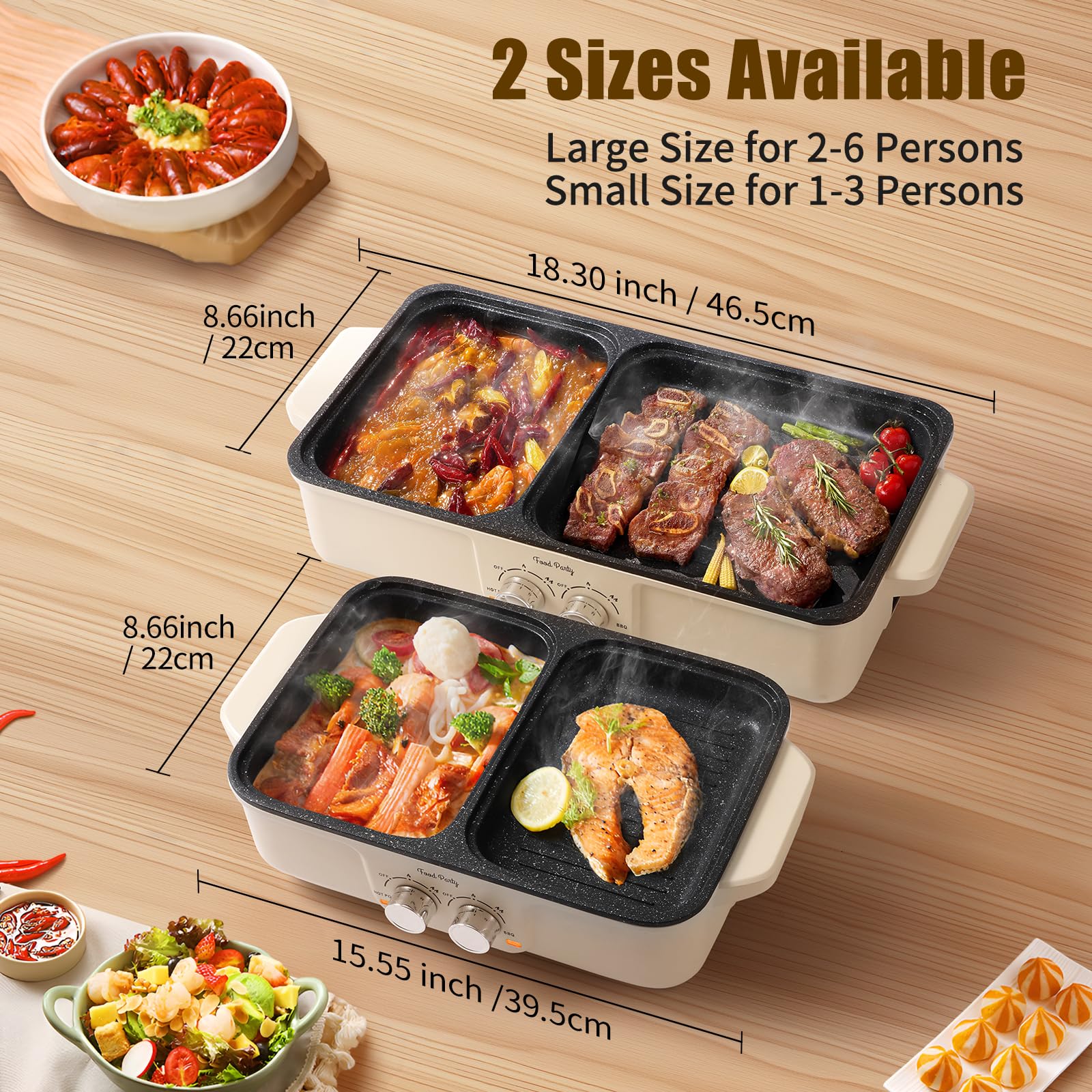 Food Party non-stick interior ensures easy release and quick cleaning after cooking.