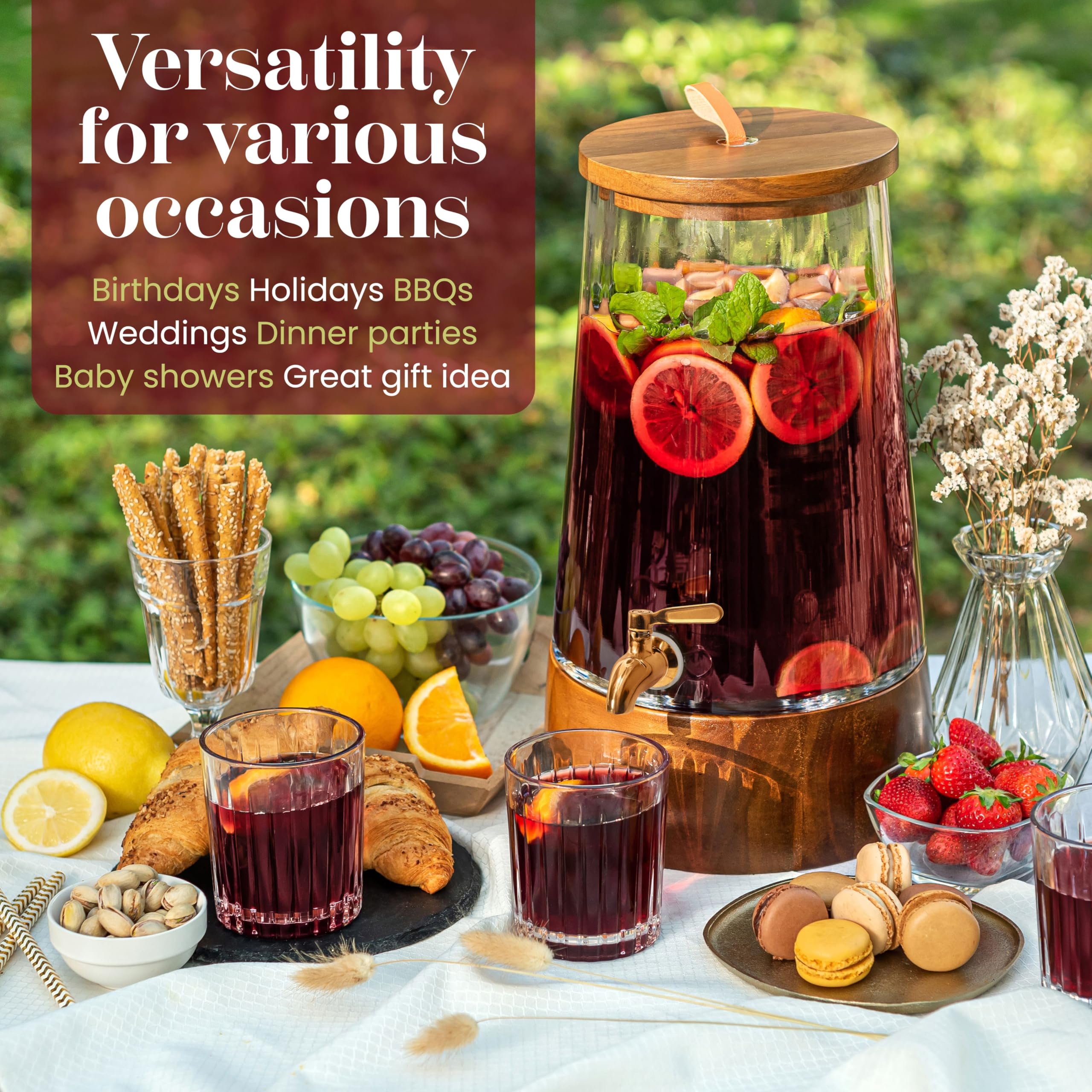 Foodle acacia wood base highlights natural style at the beverage station