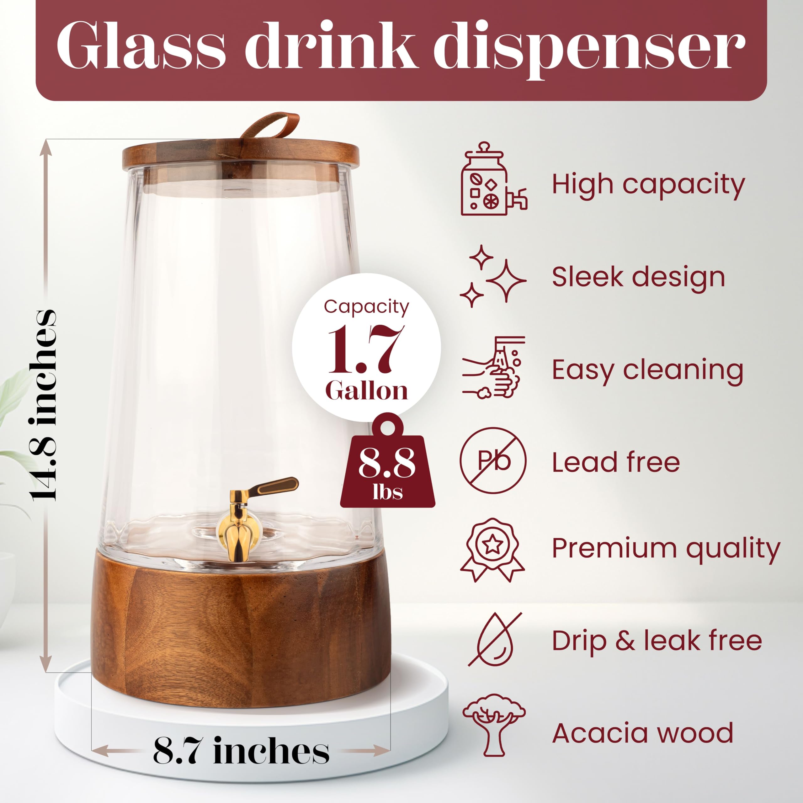 Foodle thick handmade glass shows off lemonade with clarity