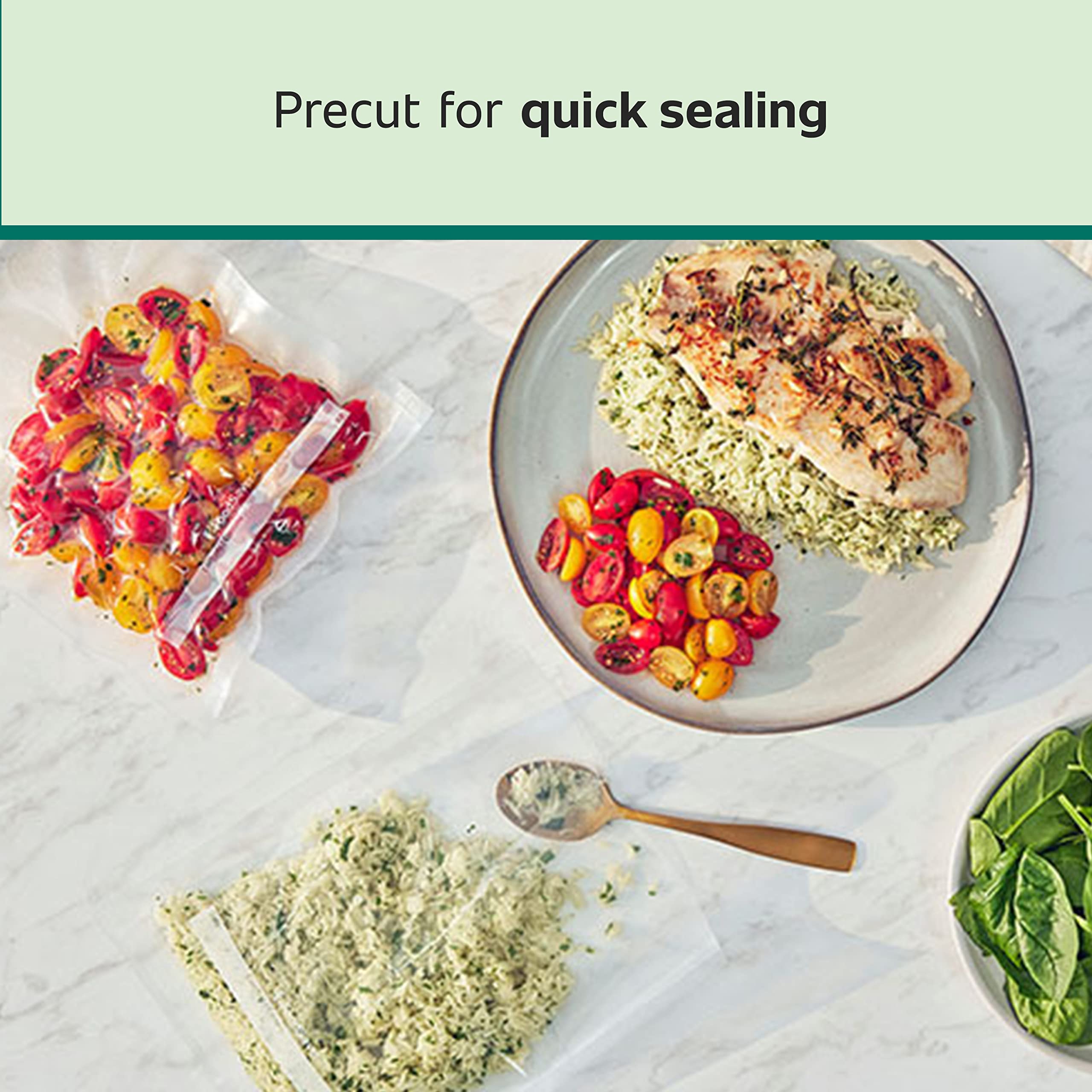 FoodSaver BPA-free multilayer material offers strong barrier against moisture and oxygen.