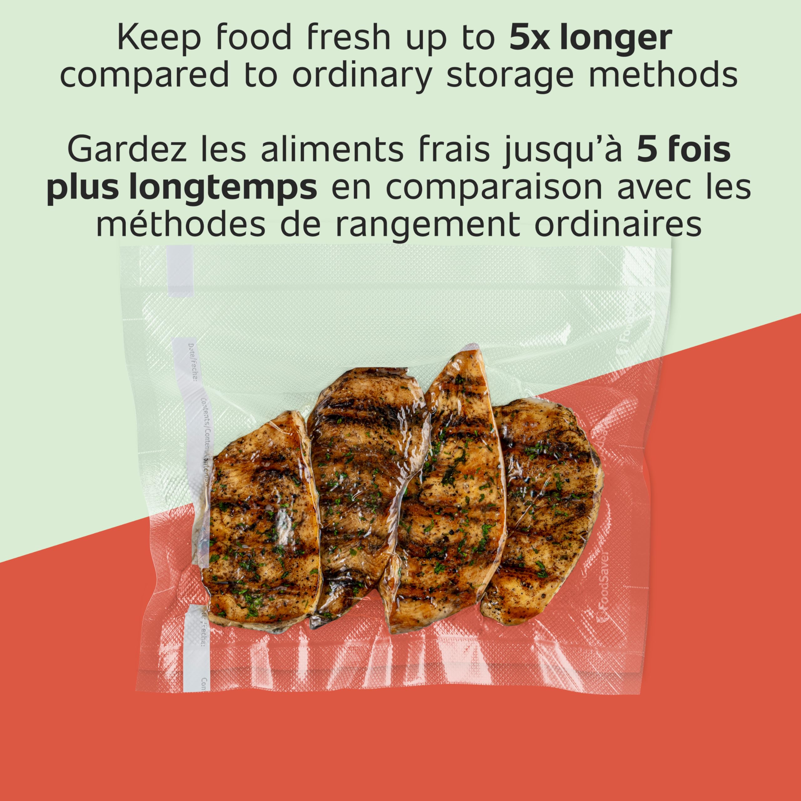 FoodSaver custom-length bags reduce waste and fit awkward portions