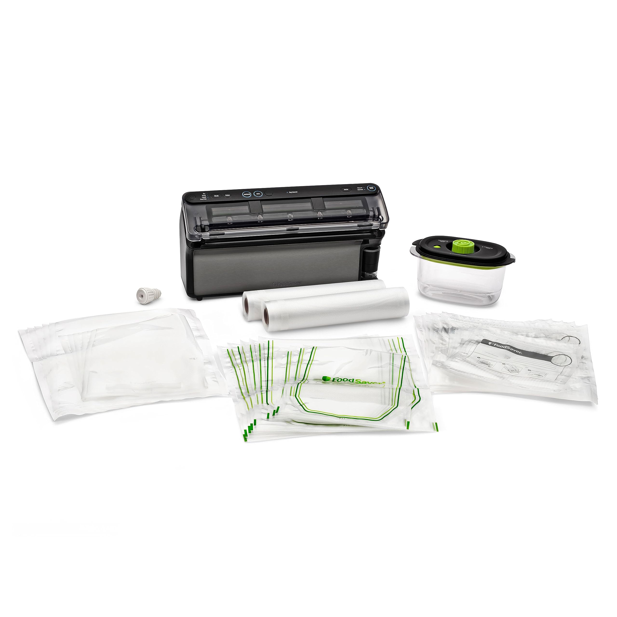 FoodSaver Elite LiquidPlus front view highlights compact design for easy kitchen storage