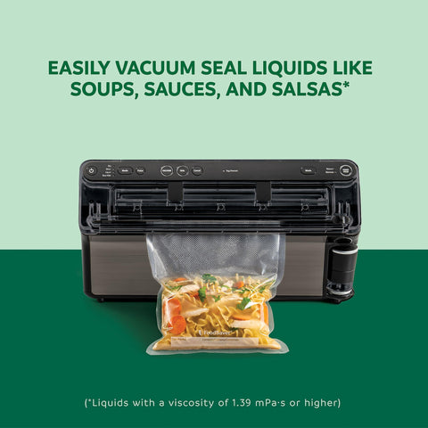 FoodSaver Elite LiquidPlus liquid-seal mode enables secure sealing of sauces and soups