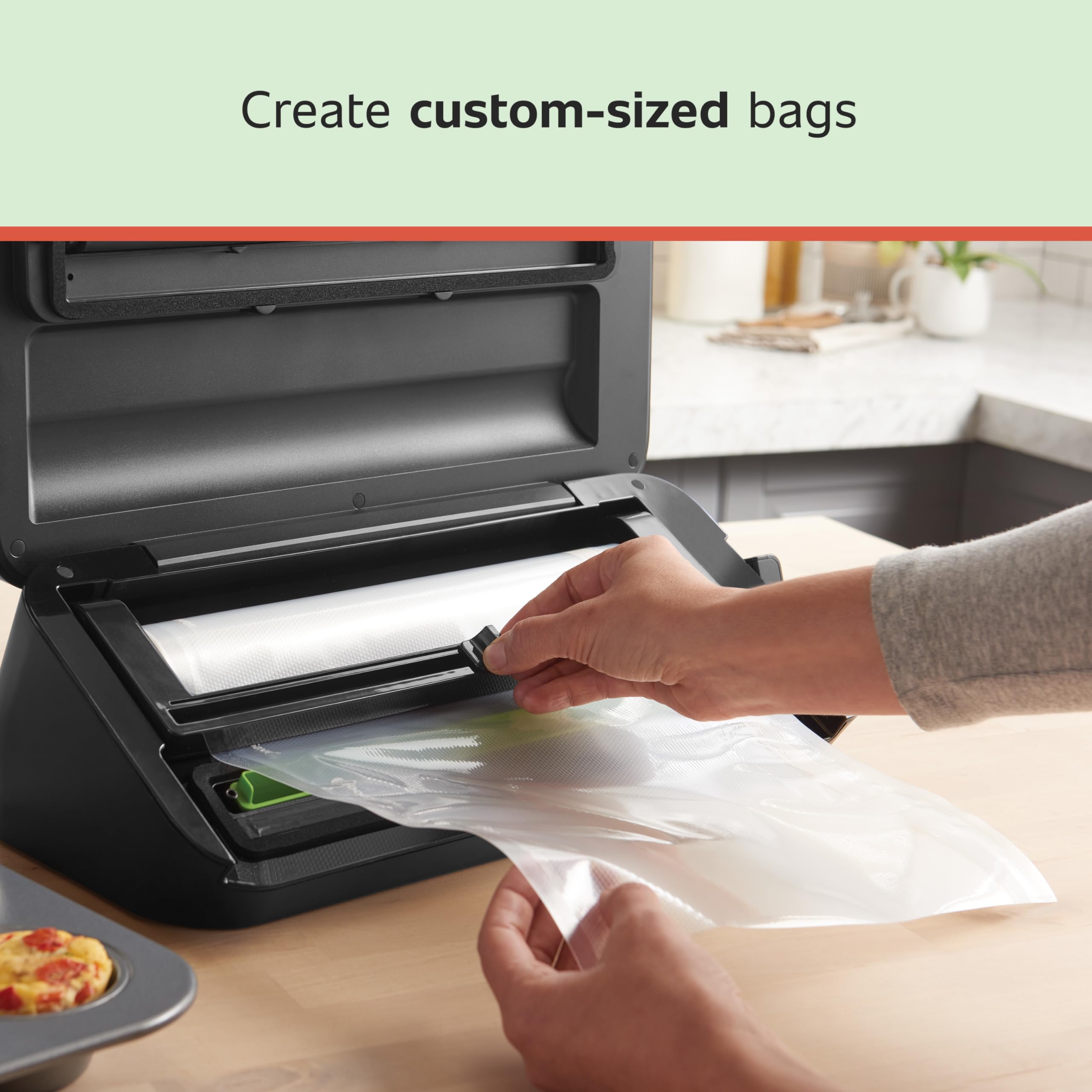 FoodSaver multilayer design locks in flavor and protects from freezer burn.