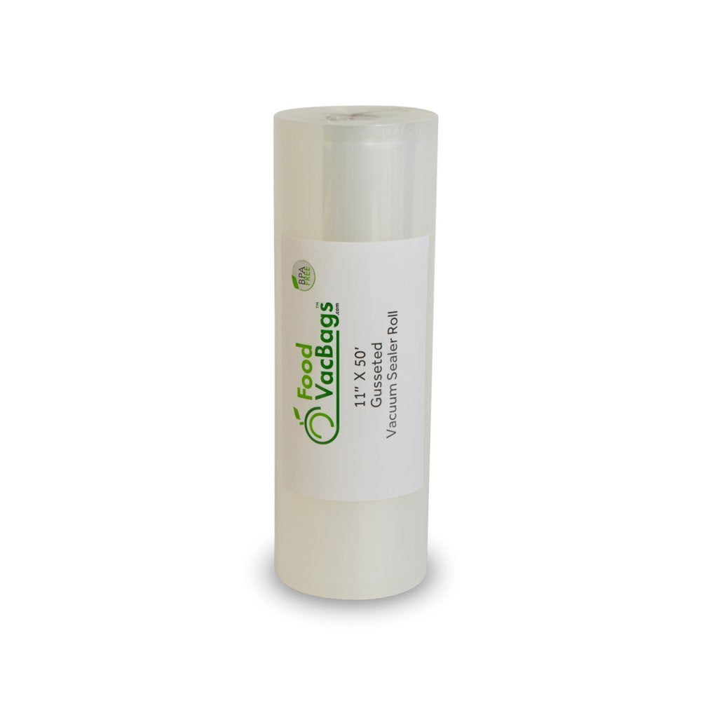 FoodVacBags expandable roll being measured for a custom-length bag, ideal for large items.