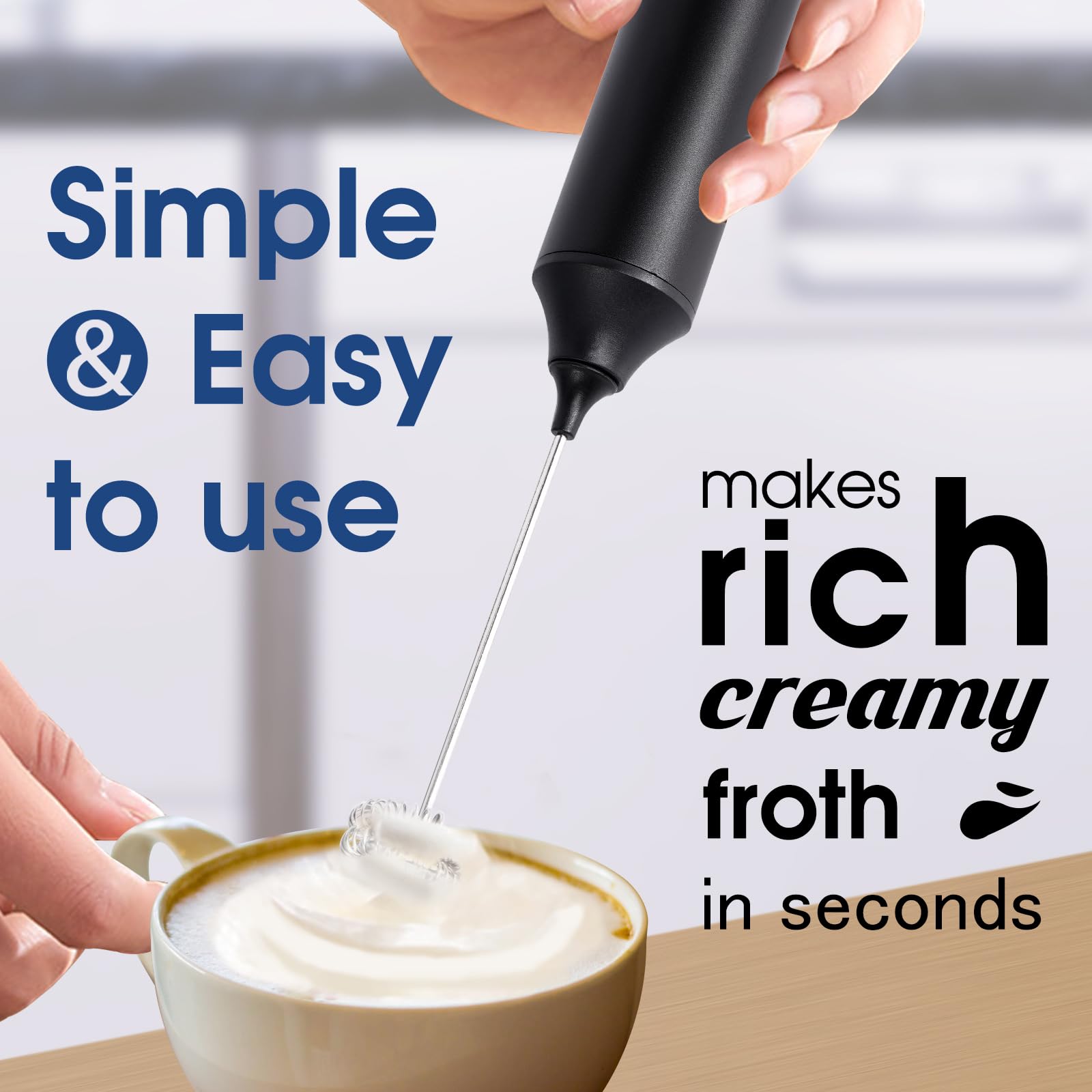 FoodVille MF05 stainless balloon whisk creates airy foam for cappuccinos.