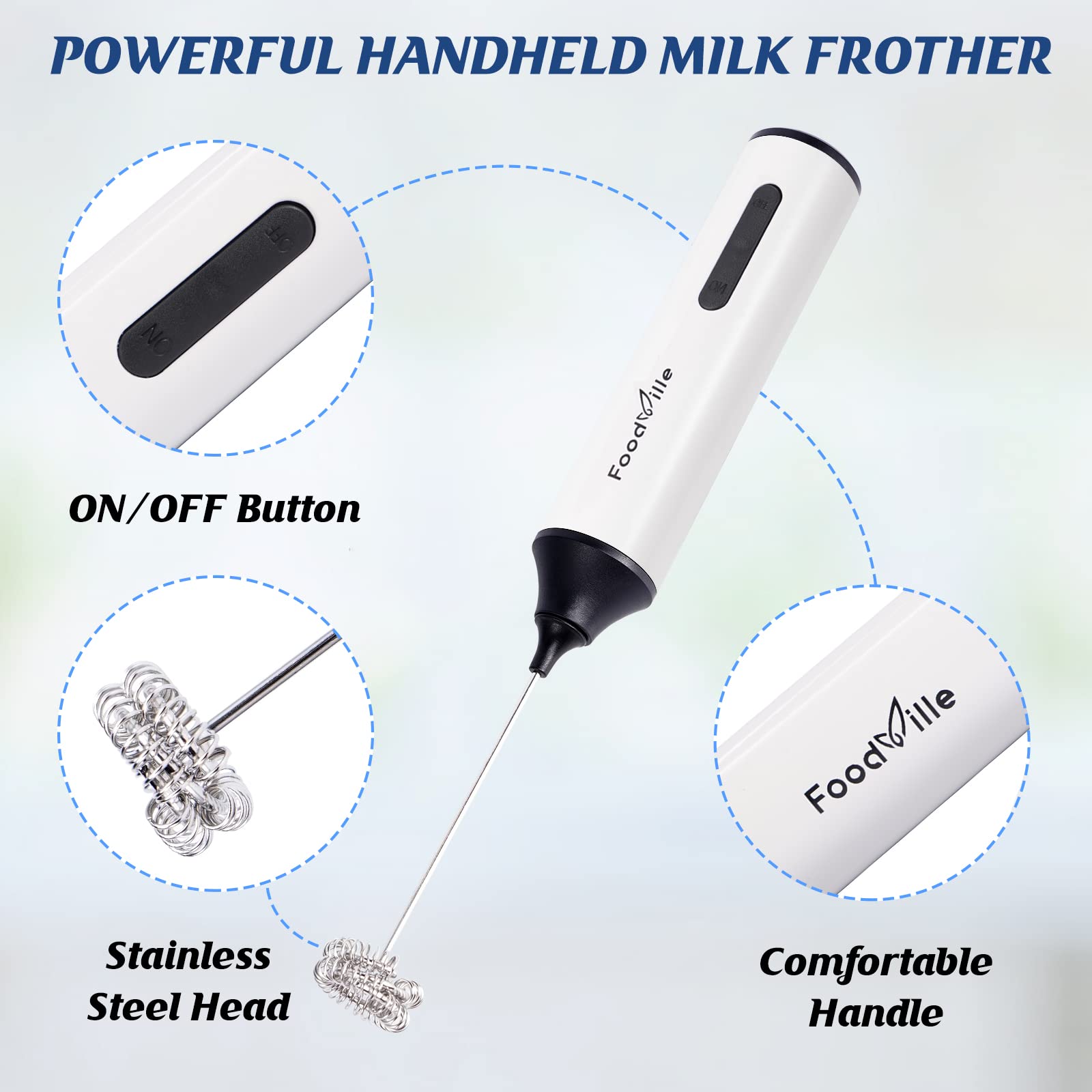 FoodVille MF05 two-speed settings for gentle or powerful frothing.