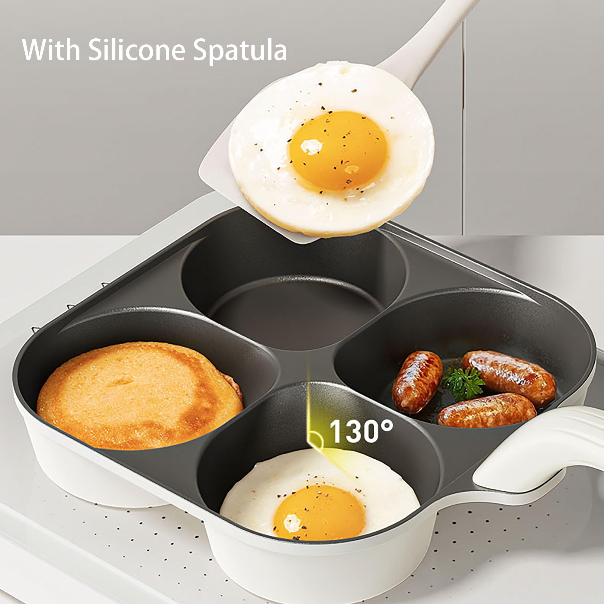 Foorey Home 130-degree tilt helps you flip eggs effortlessly.
