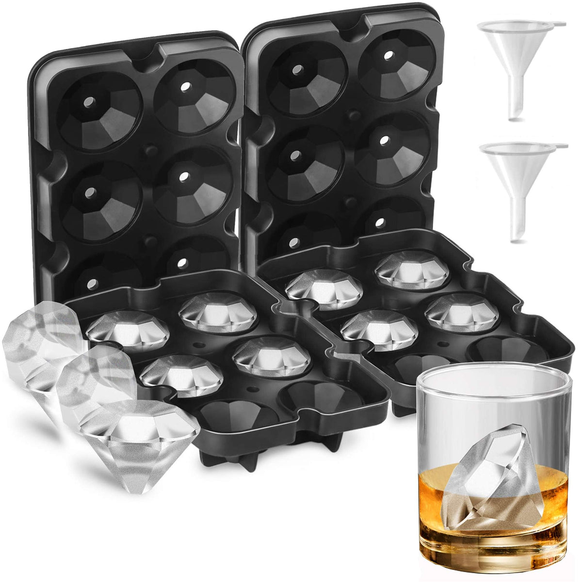 Foosi Diamond Ice Cube Tray with 2-inch diamonds for dramatic drinks.