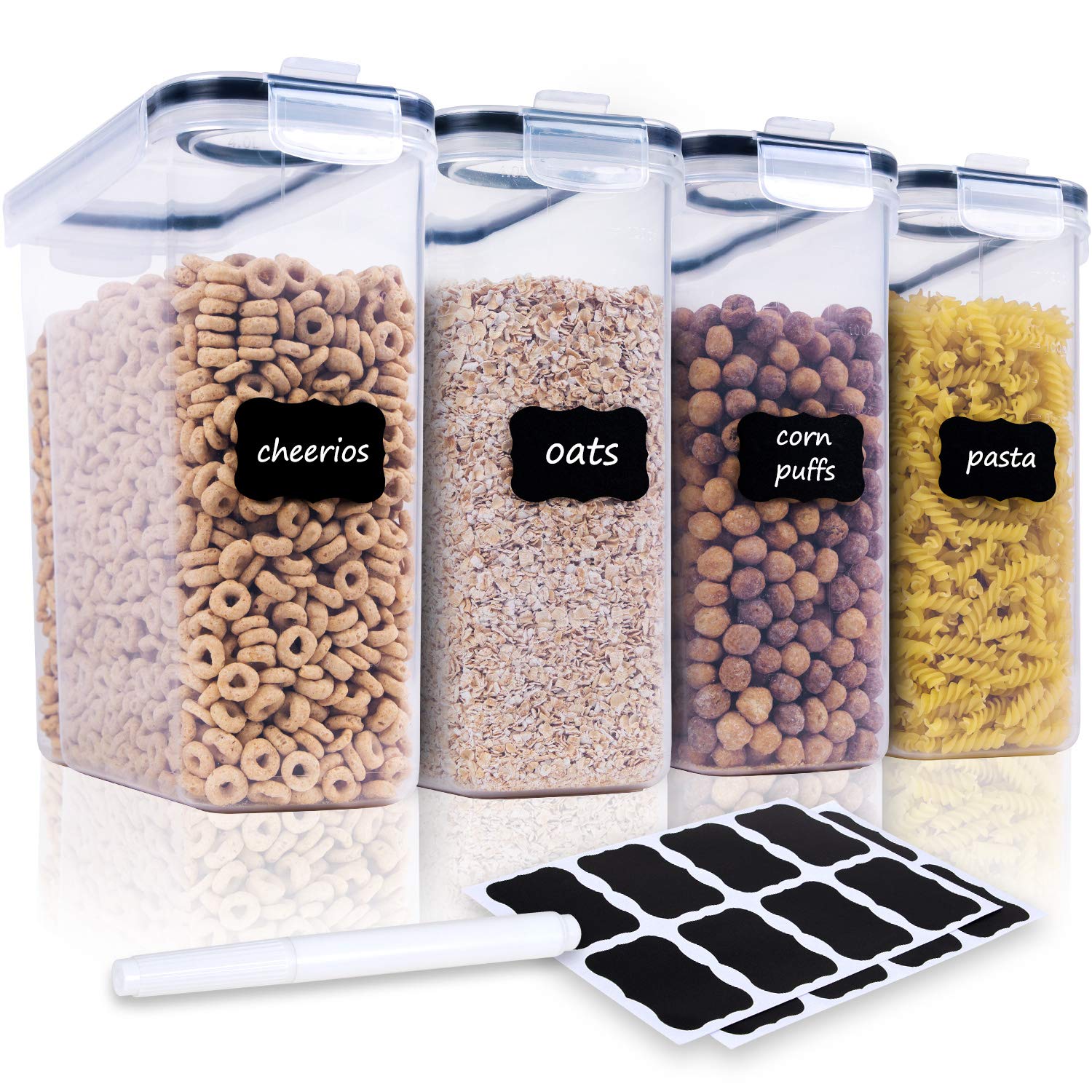 FOOYOO cereal container with 4L capacity and secure lid for freshness