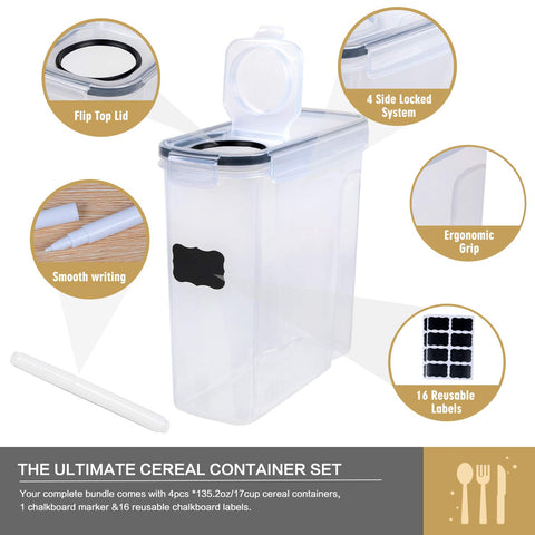 FOOYOO airtight lid seals tight to keep cereals dry and pests out