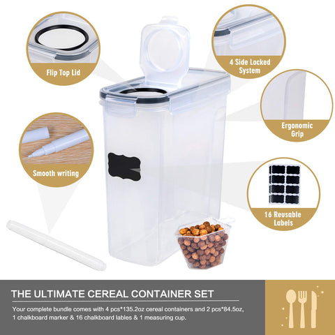 FOOYOO cereal containers 2.5L ideal for flour, nuts, and staples.