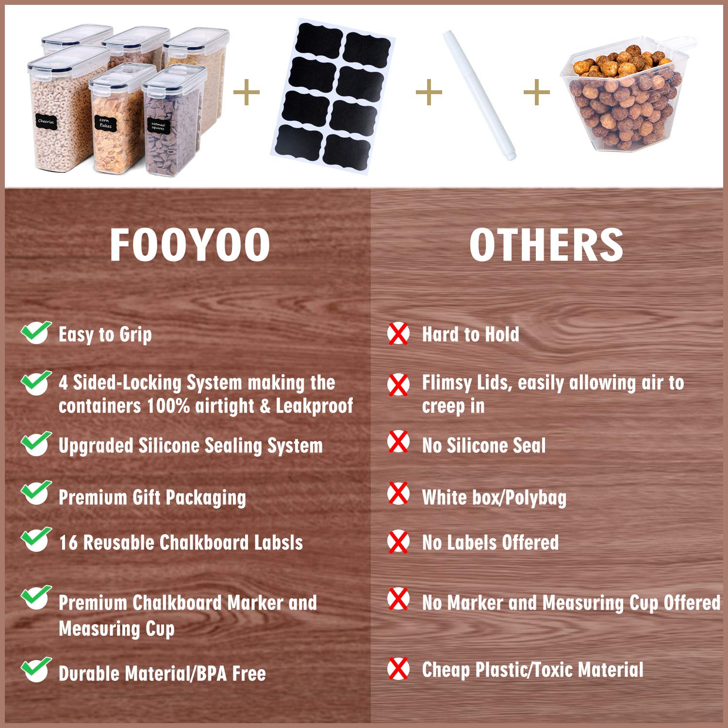 FOOYOO stackable design saves space and keeps shelves tidy.