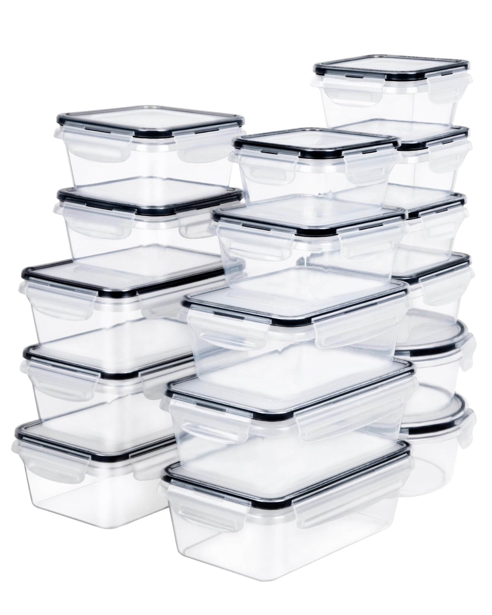 FOOYOO clear containers stacked neatly in fridge for easy access and freshness