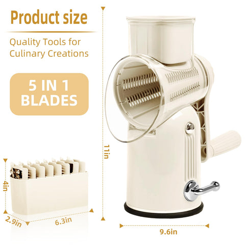 Fooyoubei five-blade set enabling versatile prep for vegetables, cheese, and nuts.