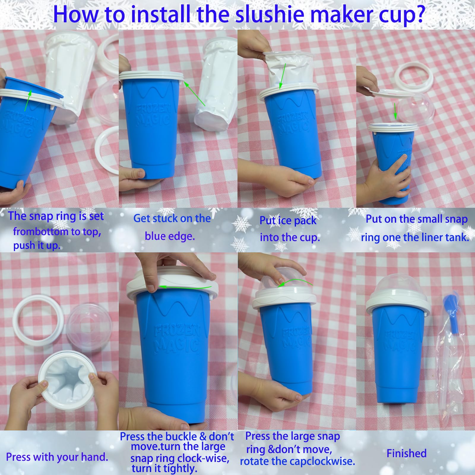 Blue slushy cup presented as a gift-ready package