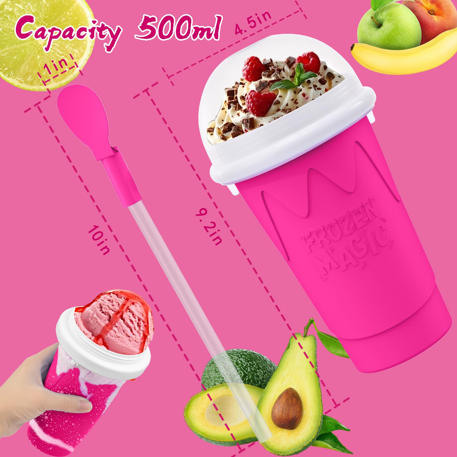 Fopudy Slushie Cup spoon-straw 2-in-1 for convenient snacking.