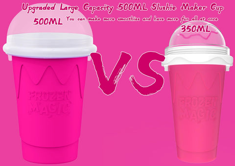 Fopudy Slushie Cup squeeze action shows easy texture mixing.