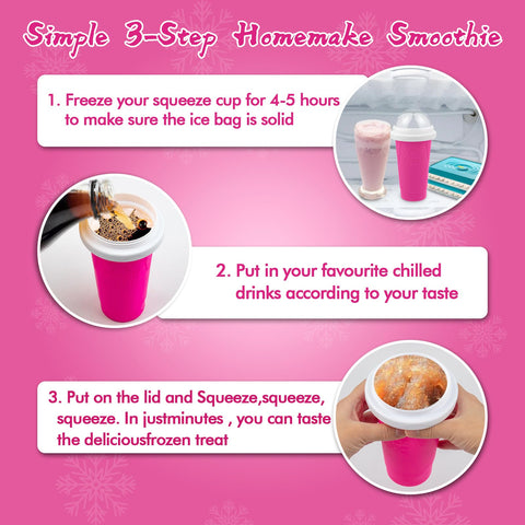 Fopudy Slushy Cup squeeze action captures slush quickly for customization.