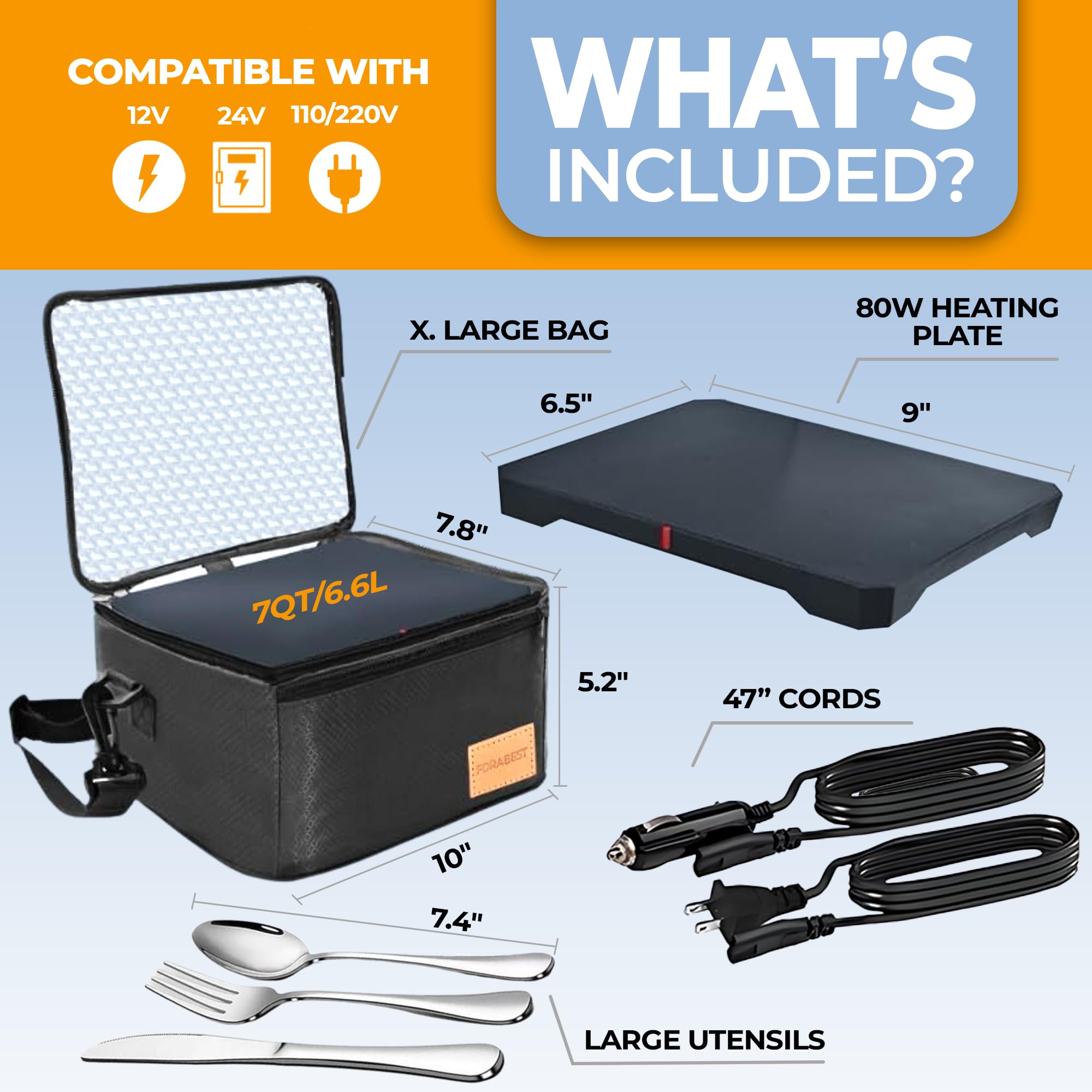 FORABEST lunch box stainless utensils included for complete dining setup anywhere