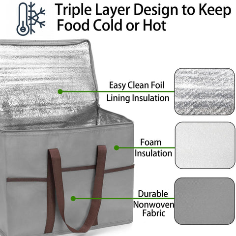 Foraineam bag with zippered top offers secure closure for messy or hot items