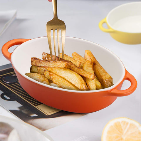 Foraineam yellow oval porcelain ramekin colorful presentation for desserts