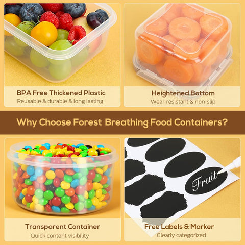 Forest Breathing stackable design saves cabinet and fridge space.