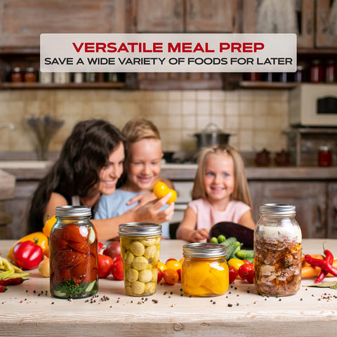 FORJARS Ball-compatible regular-mouth lids fit standard jars for reuse.