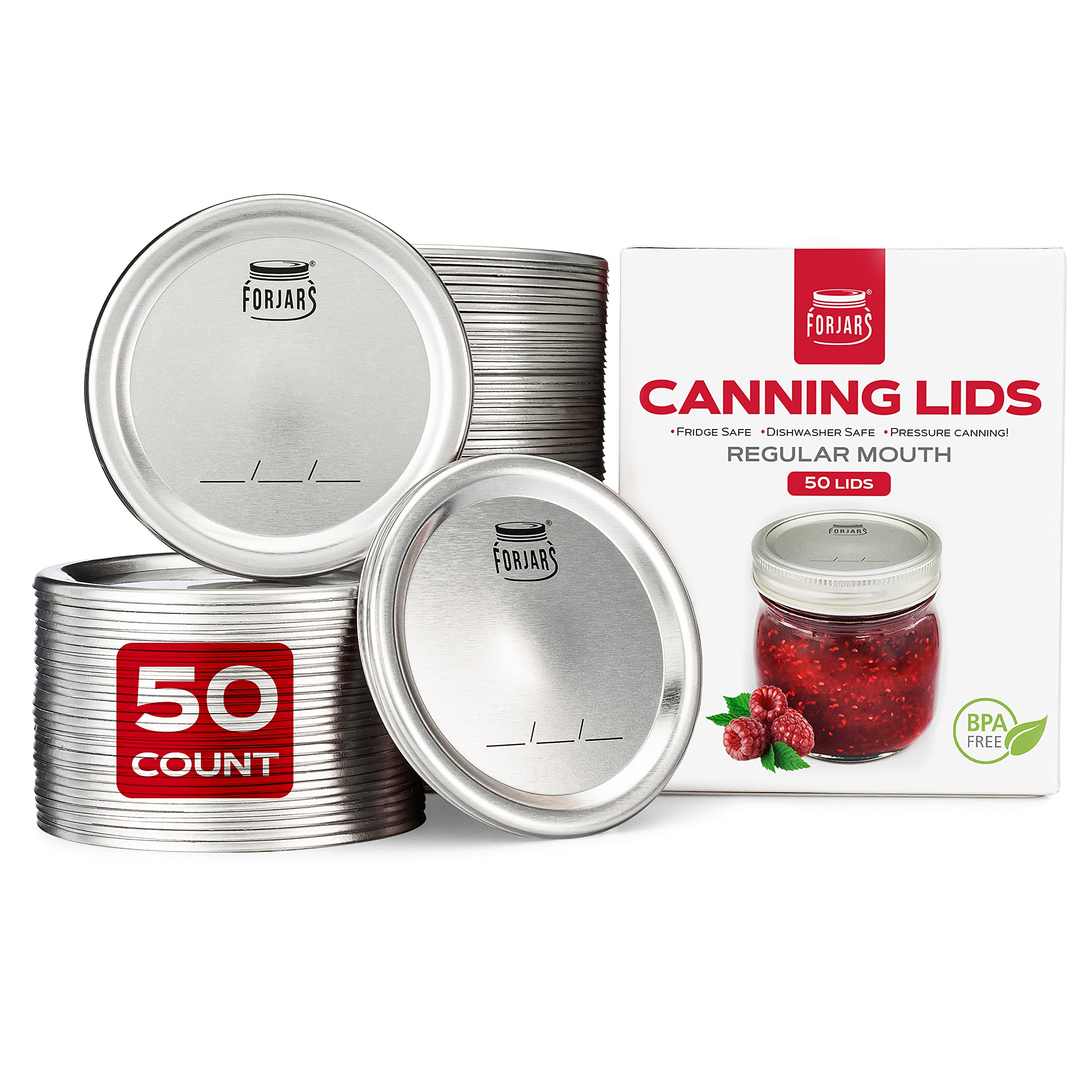 FORJARS regular-mouth lids with airtight seal for fresh meal prep.