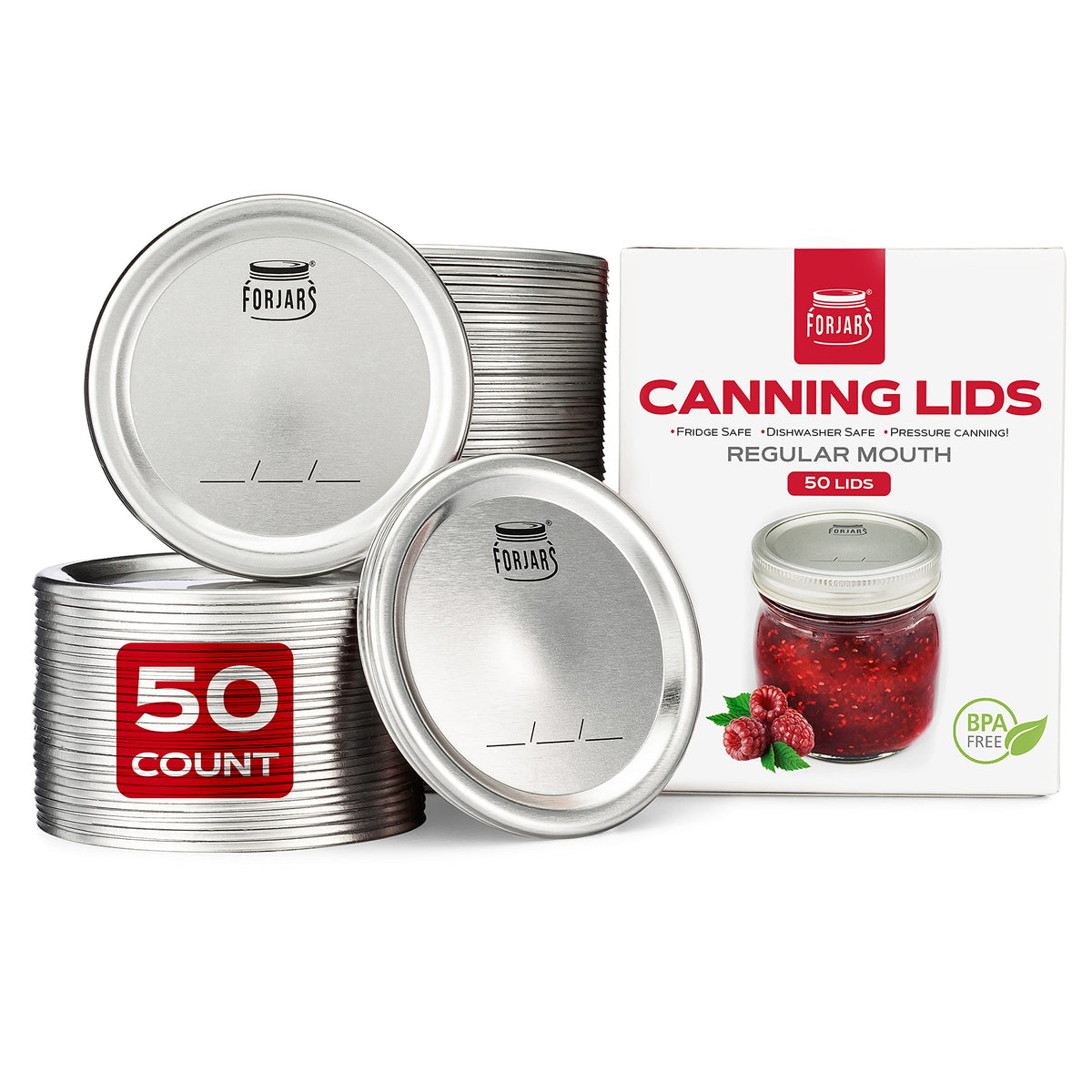 FORJARS regular-mouth lids with airtight seal for fresh meal prep.