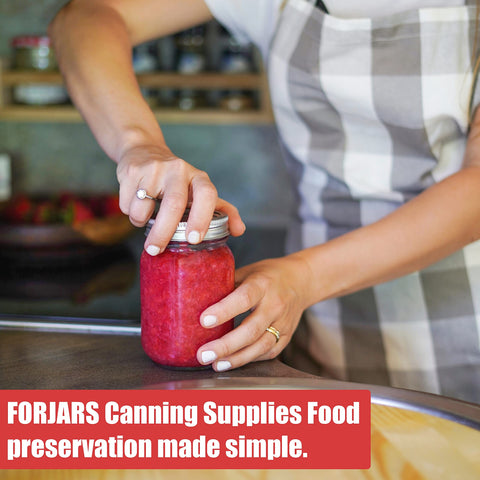 FORJARS stainless-steel lids with bands provide durable, corrosion-resistant canning.