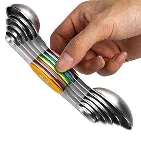Forkmannie magnetic measuring spoons set of six for precise dry and liquid measurements.