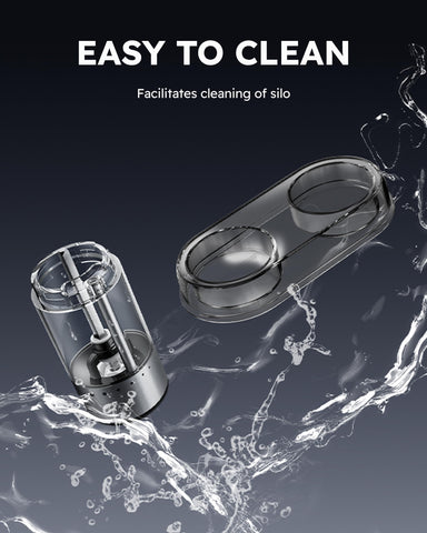 Clear glass jar lets you see refill levels and freshness.