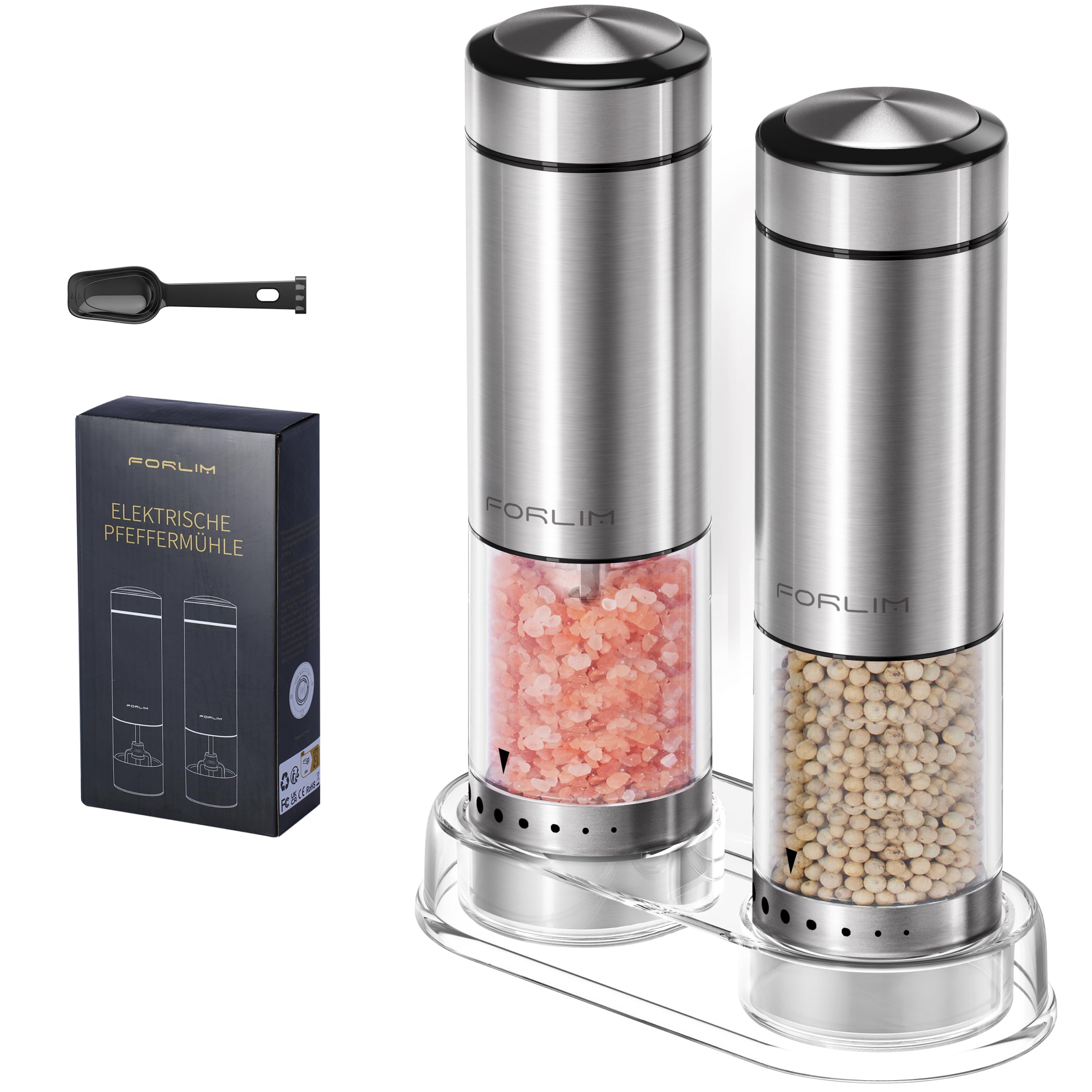 FORLIM electric grinder with LED light enables easy at-a-glance seasoning.