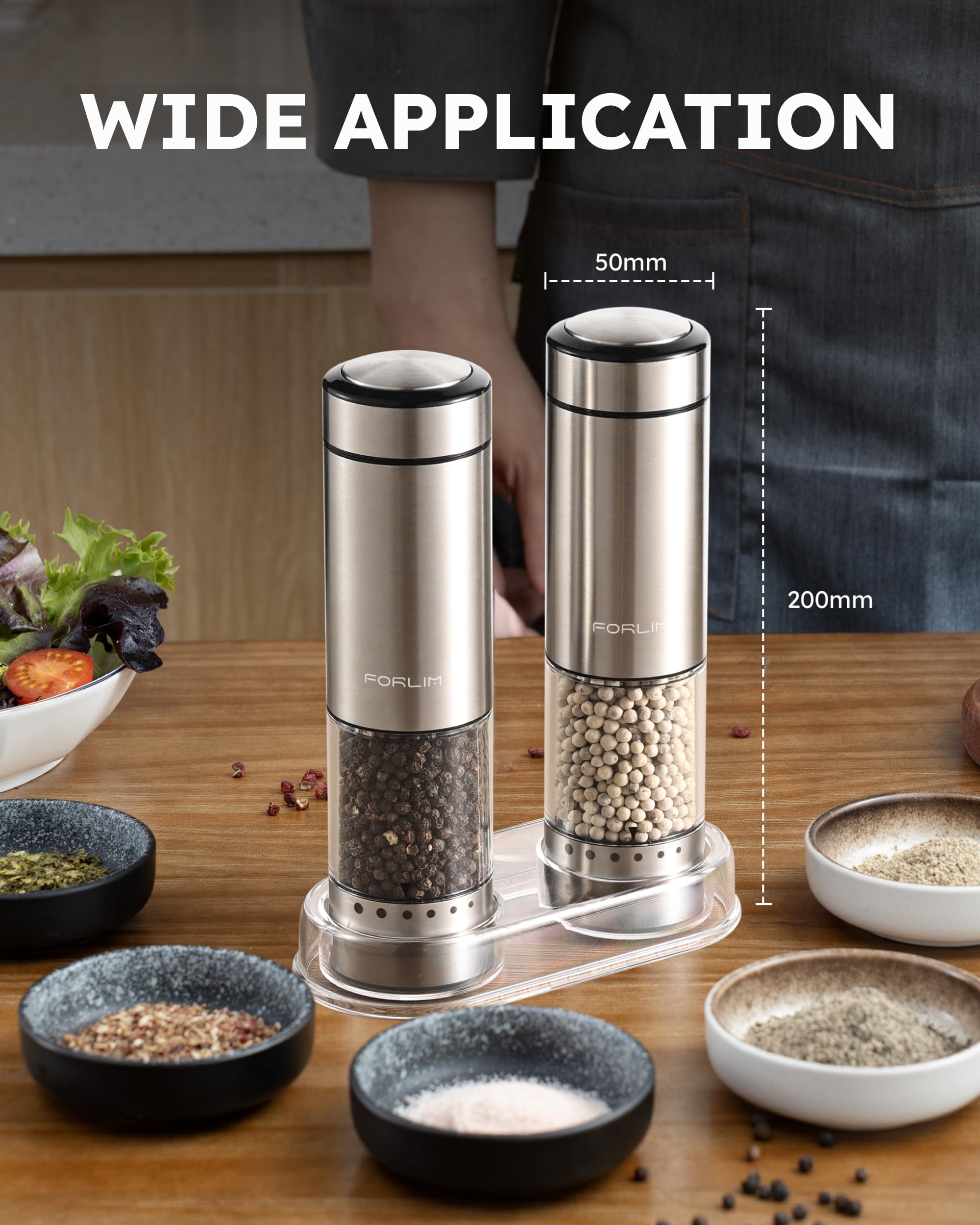 LED-illuminated grinding helps precise seasoning in dim kitchens.
