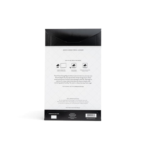 Formaticum wax paper bags regulate moisture to protect cheese.