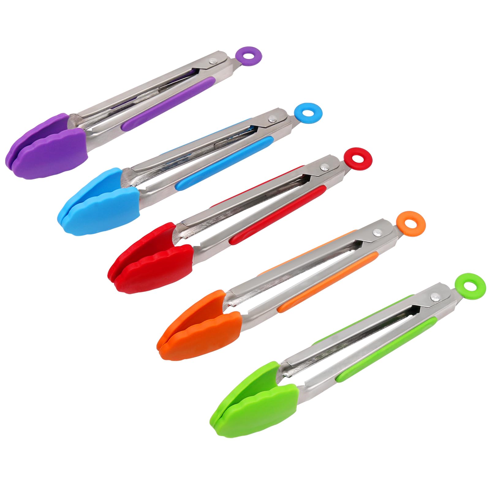 ForTomorrow 7-inch tongs with silicone tips for gentle, non-stick handling.