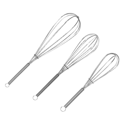 ForTomorrow 8-inch stainless steel whisk in action for smooth egg beating.