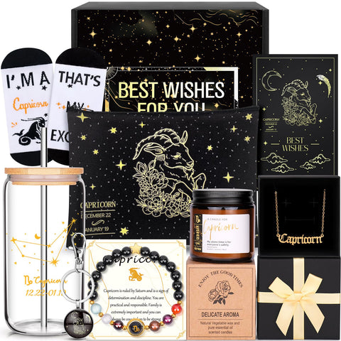 Fortuning's JDS Capricorn gift basket full view, ready-to-gift presentation