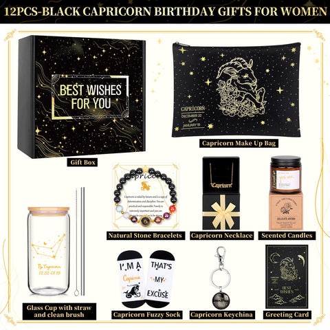 Close-up of Fortuning's JDS Capricorn gifts showing premium contents