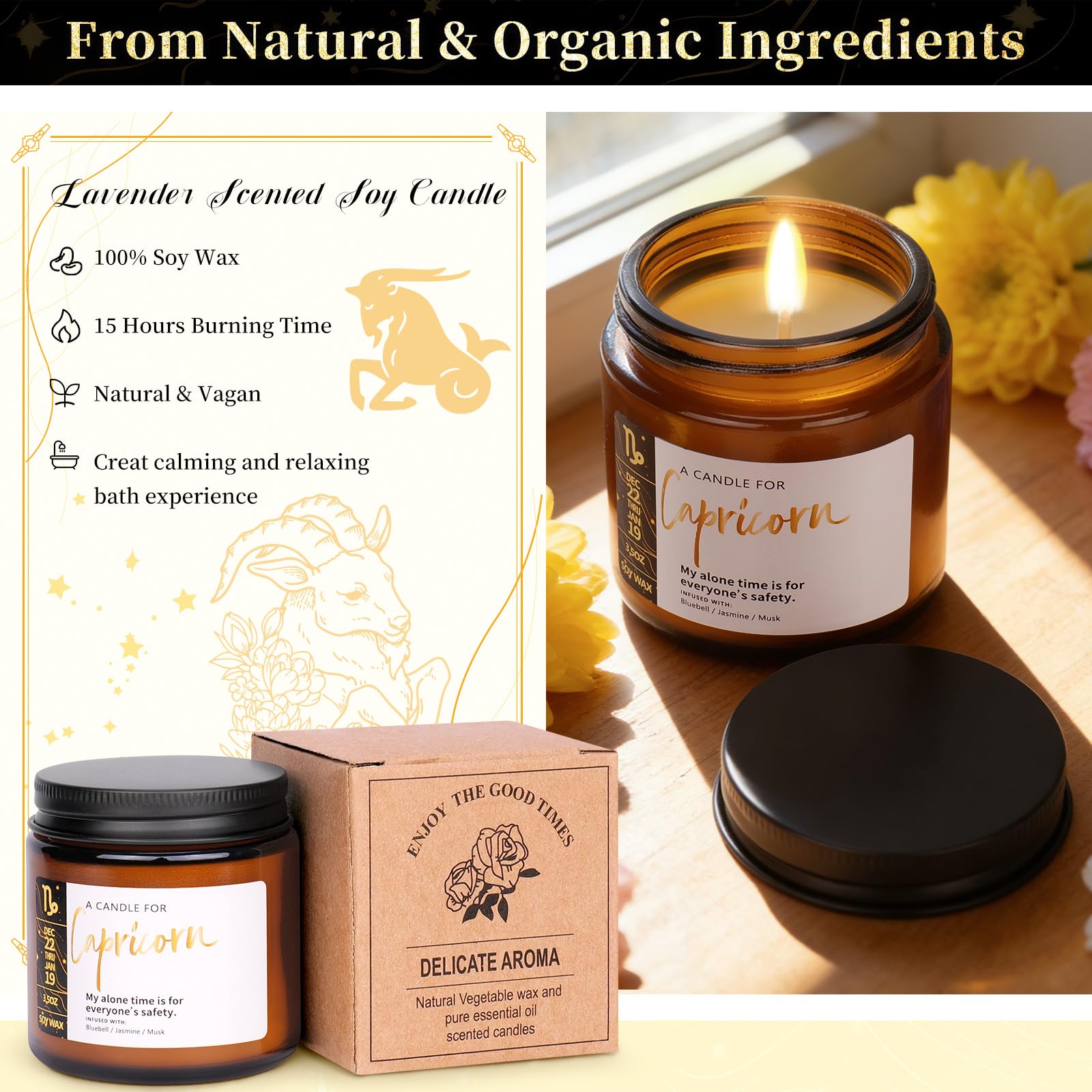 Zodiac design accent on Fortuning's JDS Capricorn gift packaging